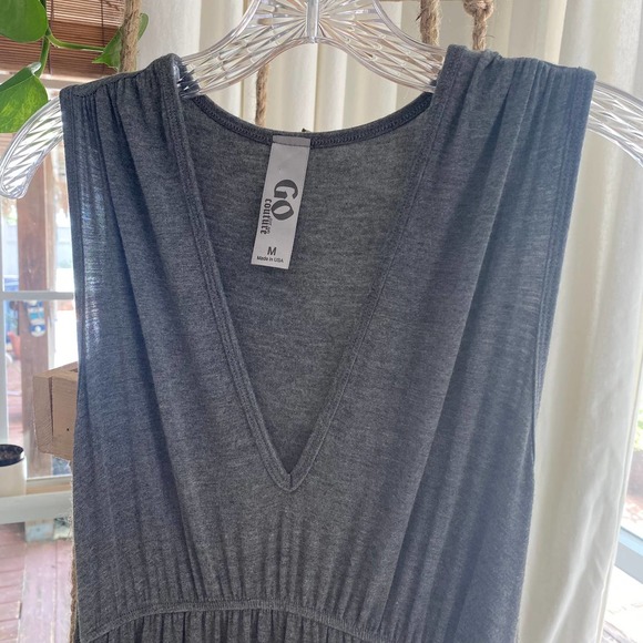 Medium GO Couture Maxi Dress Dark Grey Light Pink EXCELLENT - Picture 2 of 4